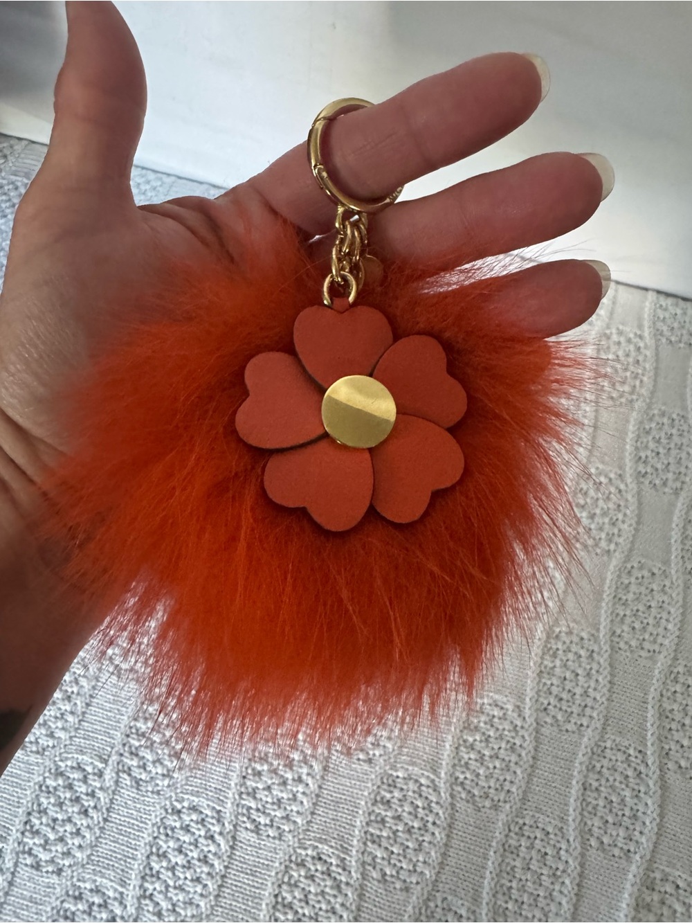 Michael Kors EUC orange flower poof bag charm